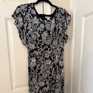 White House Black Market Women's Dress (Black & White Paisley Print), Size 6